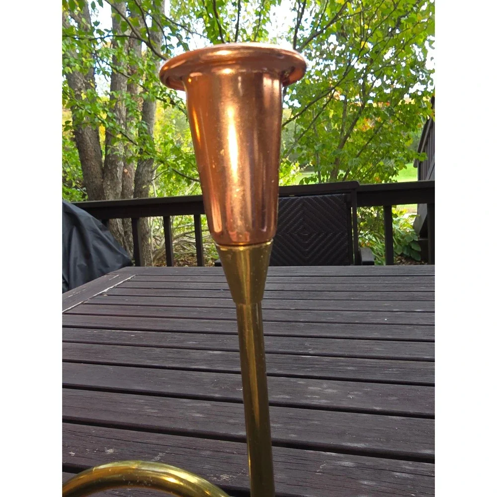 Vintage Copper Craft Guild Taunton Brass Copper Double Candlestick‎ Holder